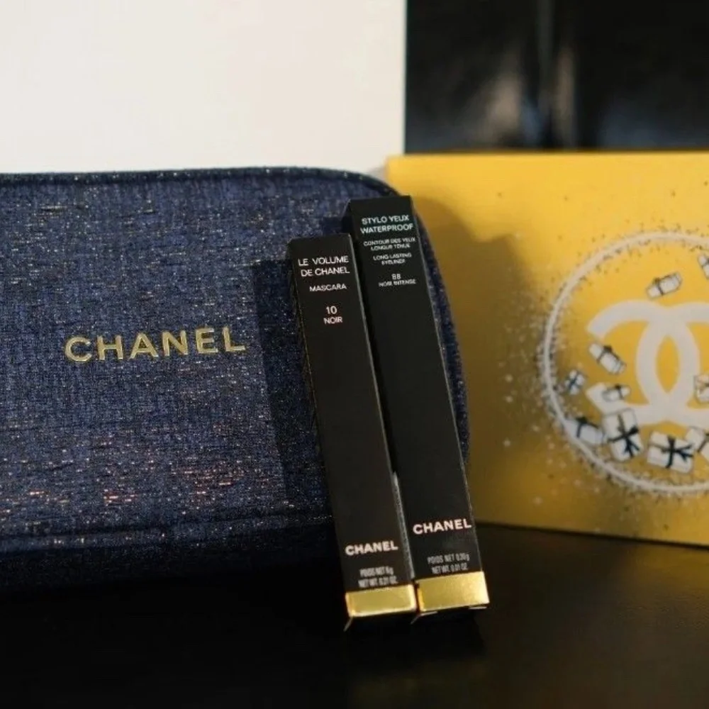 CHANEL  A Sight to See Eye Makeup Set FULL SIZE MASCARA EYELINER PLUS MAKEUP BAG